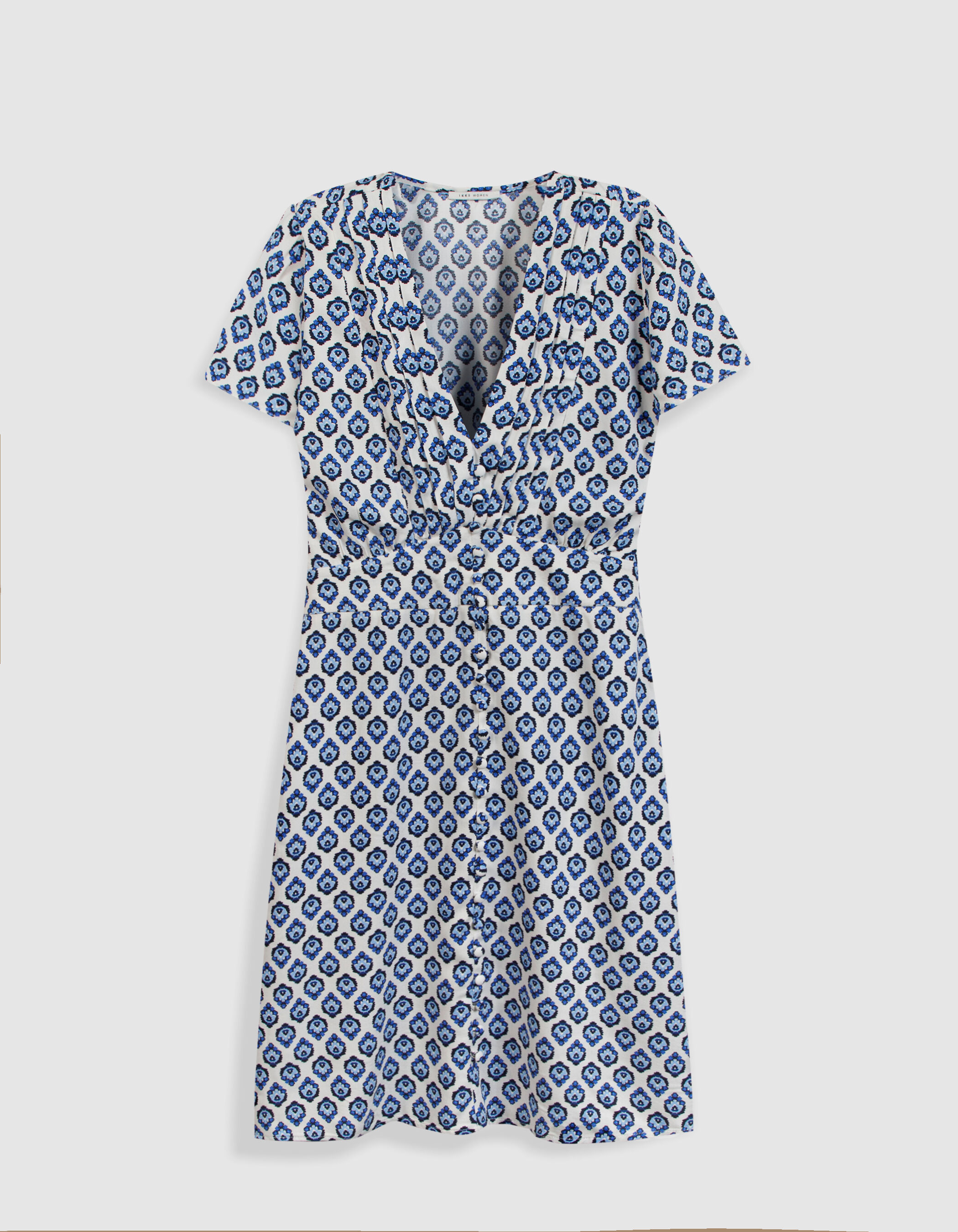Robe courte imprimé floral bleu Femme