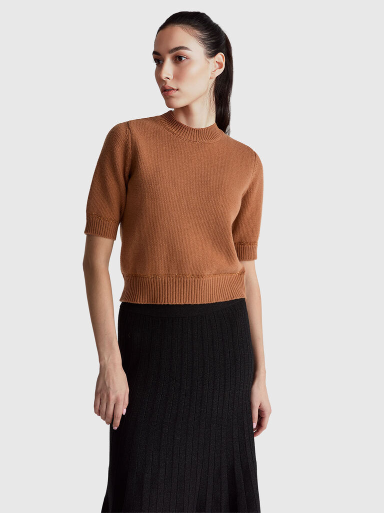 Mock neck sweater with sequin detail