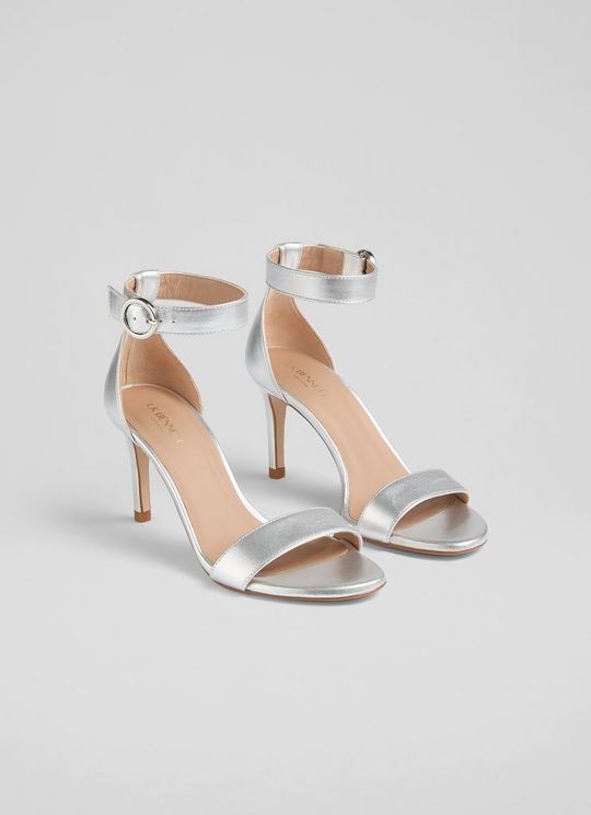 Ivy Silver Leather Single Strap Sandals