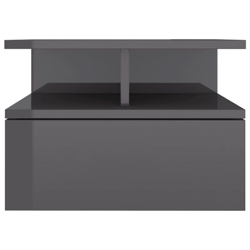 NNEVL Floating Nightstand High Gloss Grey 40x31x27cm Chipboard