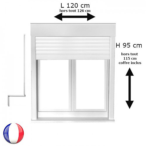 Fenêtre PVC 2 vantaux oscillo-battant avec volet roulant manivelle H 95 x L 120 cm pour pose en neuf