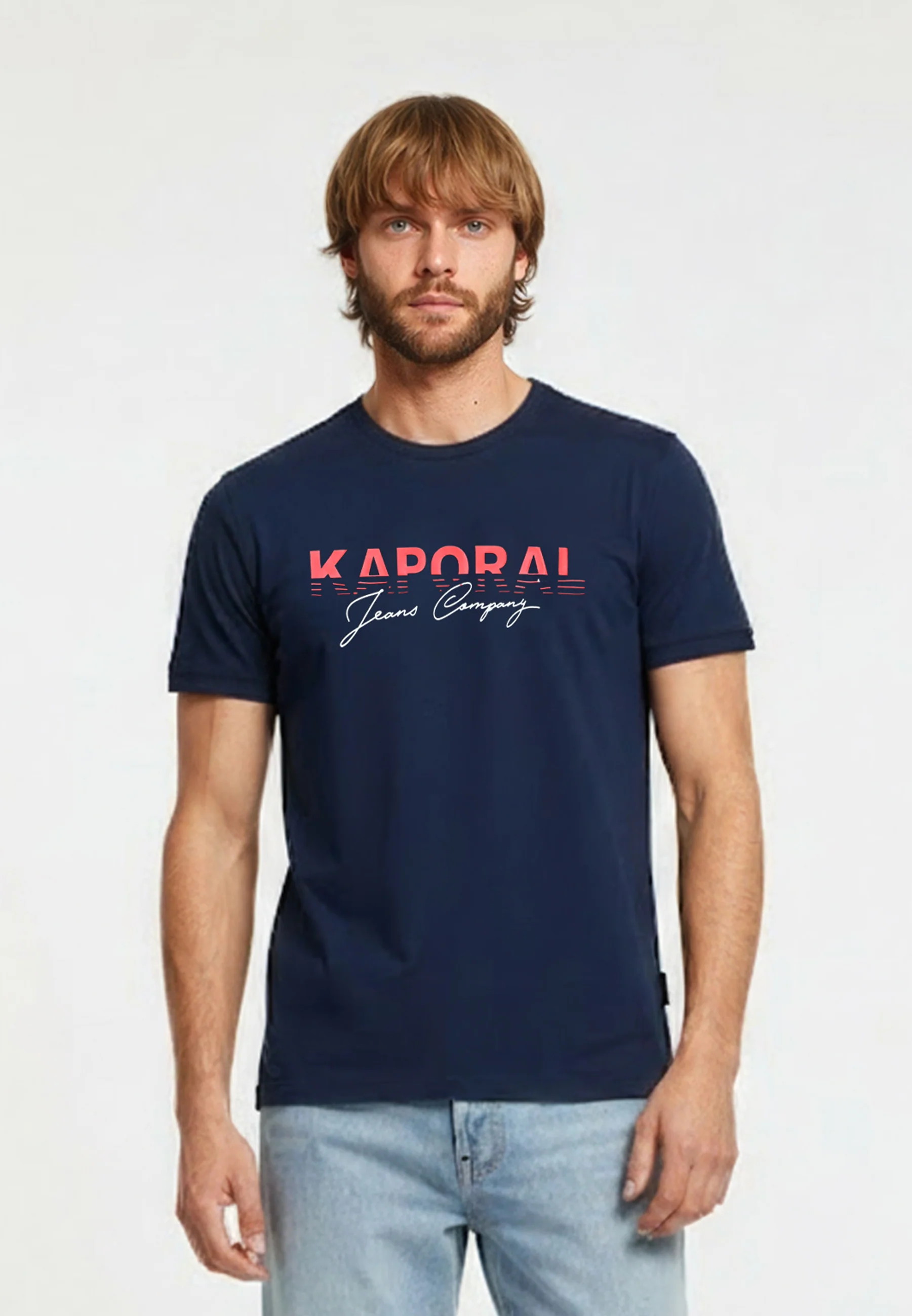 T-shirt manches courtes regular bleu marine coton TIMEO