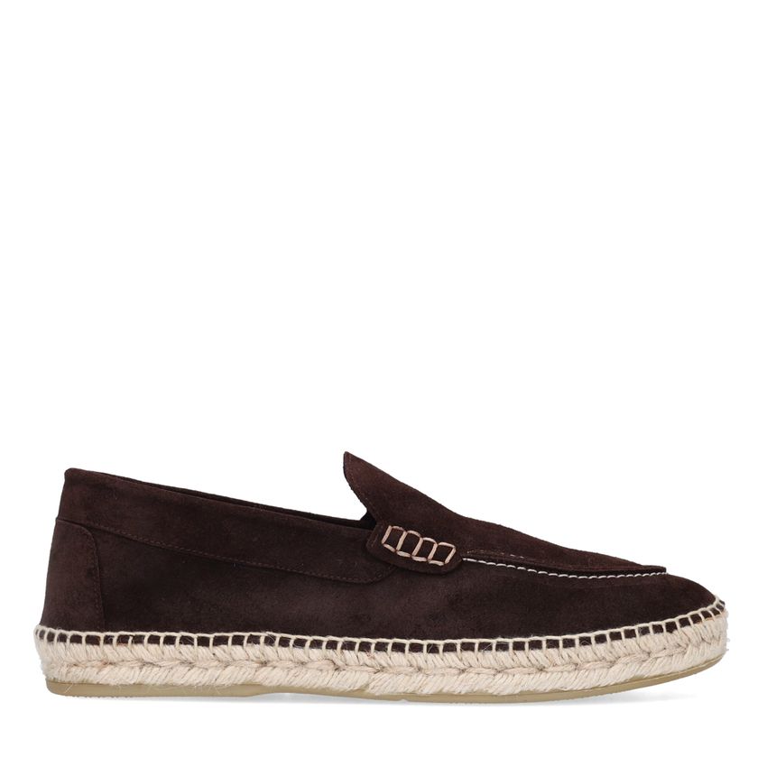 Manfield Donkerbruine suède loafers