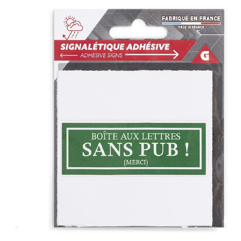 Signalétique adhésive "BoÎte aux lettres sans pub" - Vert, 8x8 cm