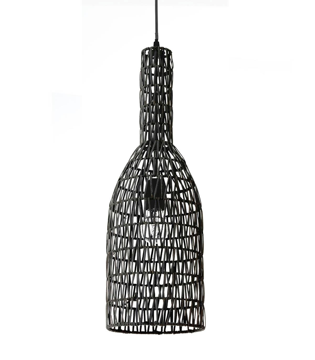 SHIVA - Suspension en rotin noir d. 19 cm