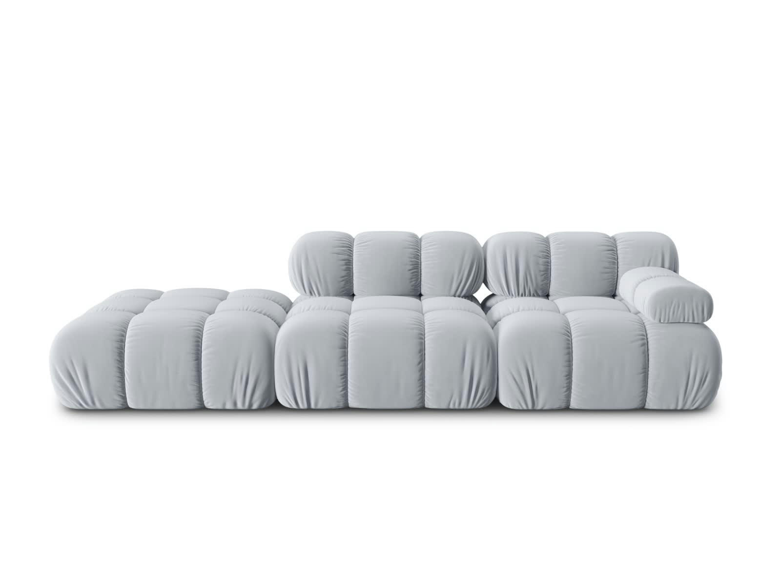 BELLIS - Canapé modulable gauche 4 places en tissu velours bleu clair