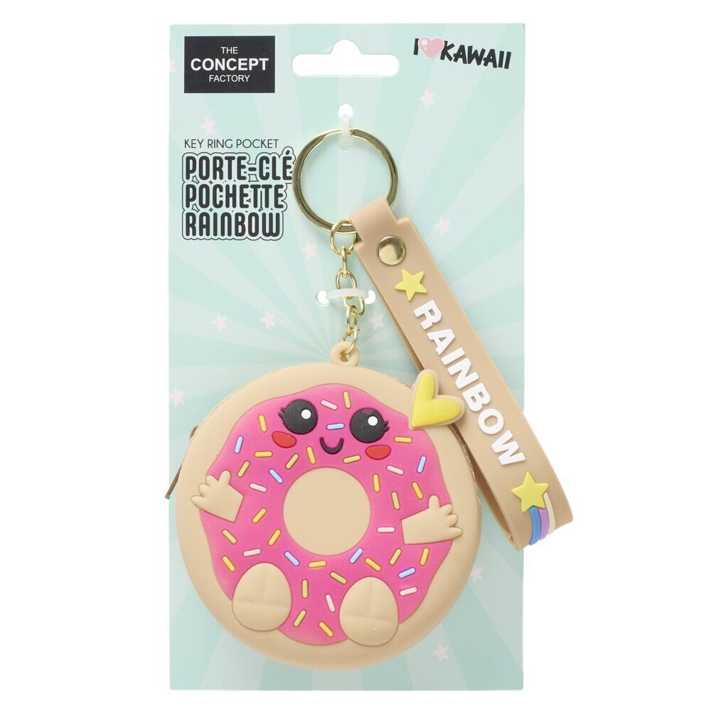 Porte-clé avec dragonne et mini porte-monnaie kawaii silicone L10cm (3 modèles)