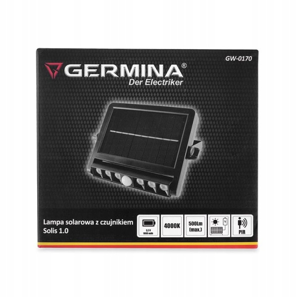 Lampa solarna Germina regulowana z czujnikiem ruchu 1szt.