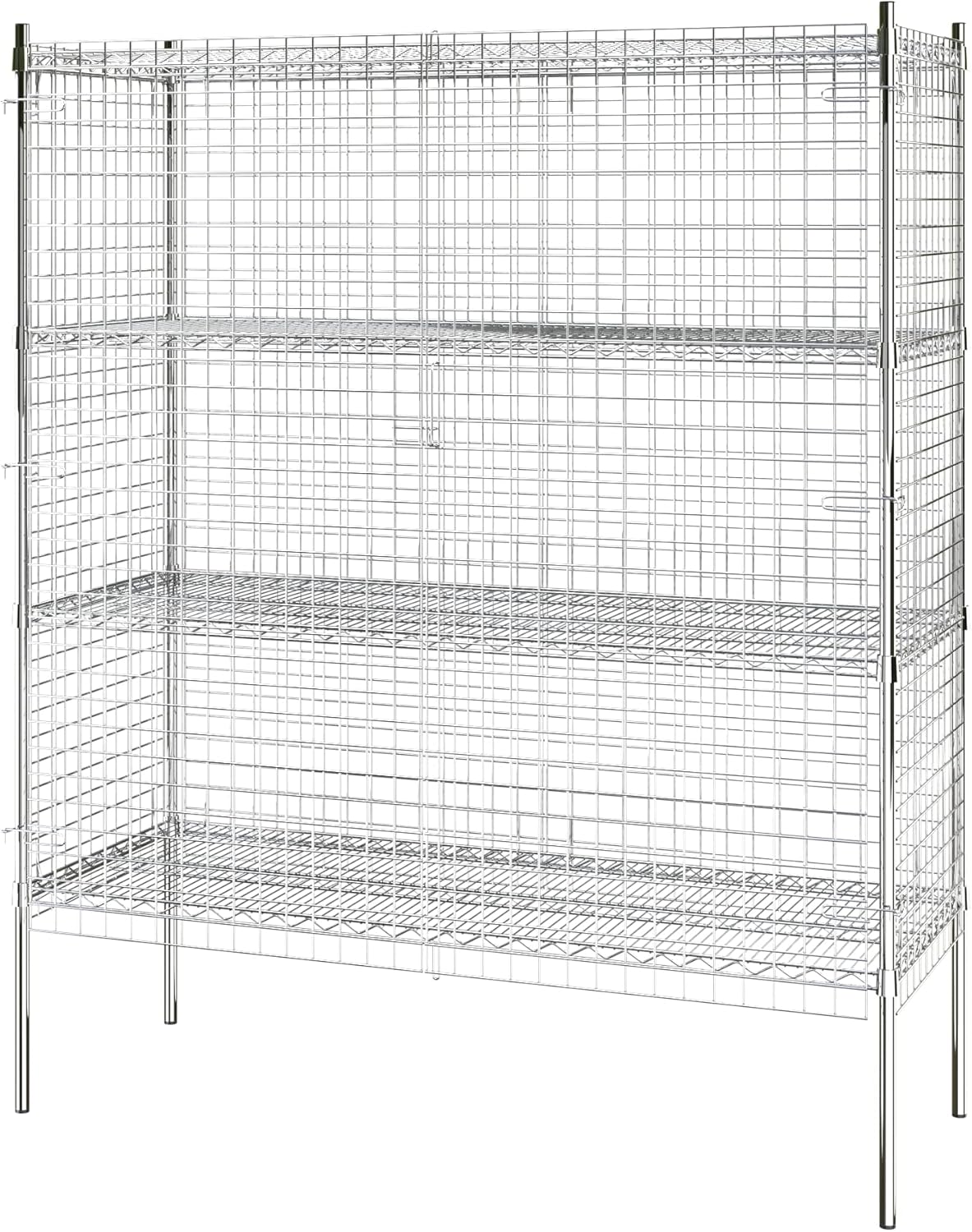 Commercial Grade NSF Listed Metal Wire Mesh Storage Chrome Security Cage Kit, 24 x 60 x 74, Perfect for Warehouse, Grocery Store, Restaurant, Dishroom