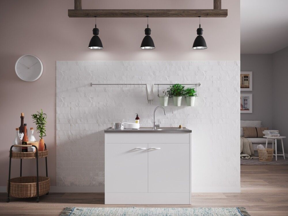 VASKEBENK RESPEKTA SAMARA M/2 DØRER 100X60CM HVIT