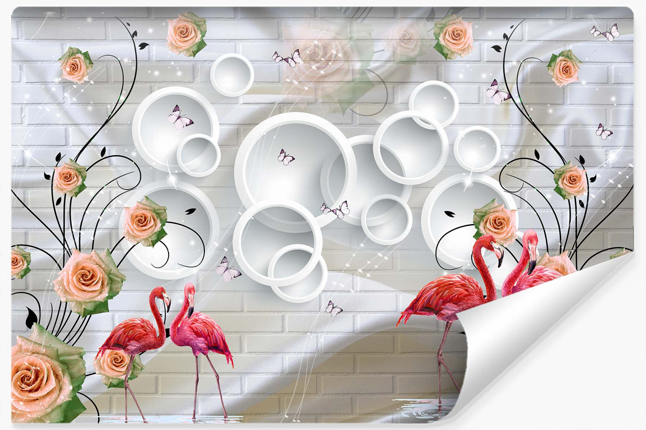Fototapeta Abstrakcja FLAMINGI Róże Cegła 90x60cm