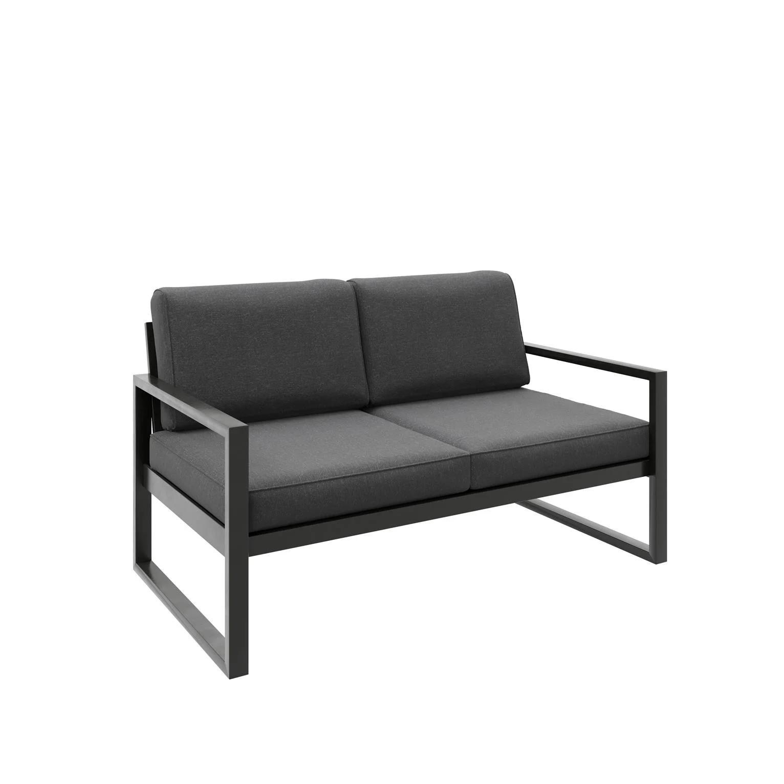 Sofa ogrodowa 2-osobowa ALICANTE szara z czarnym stelażem