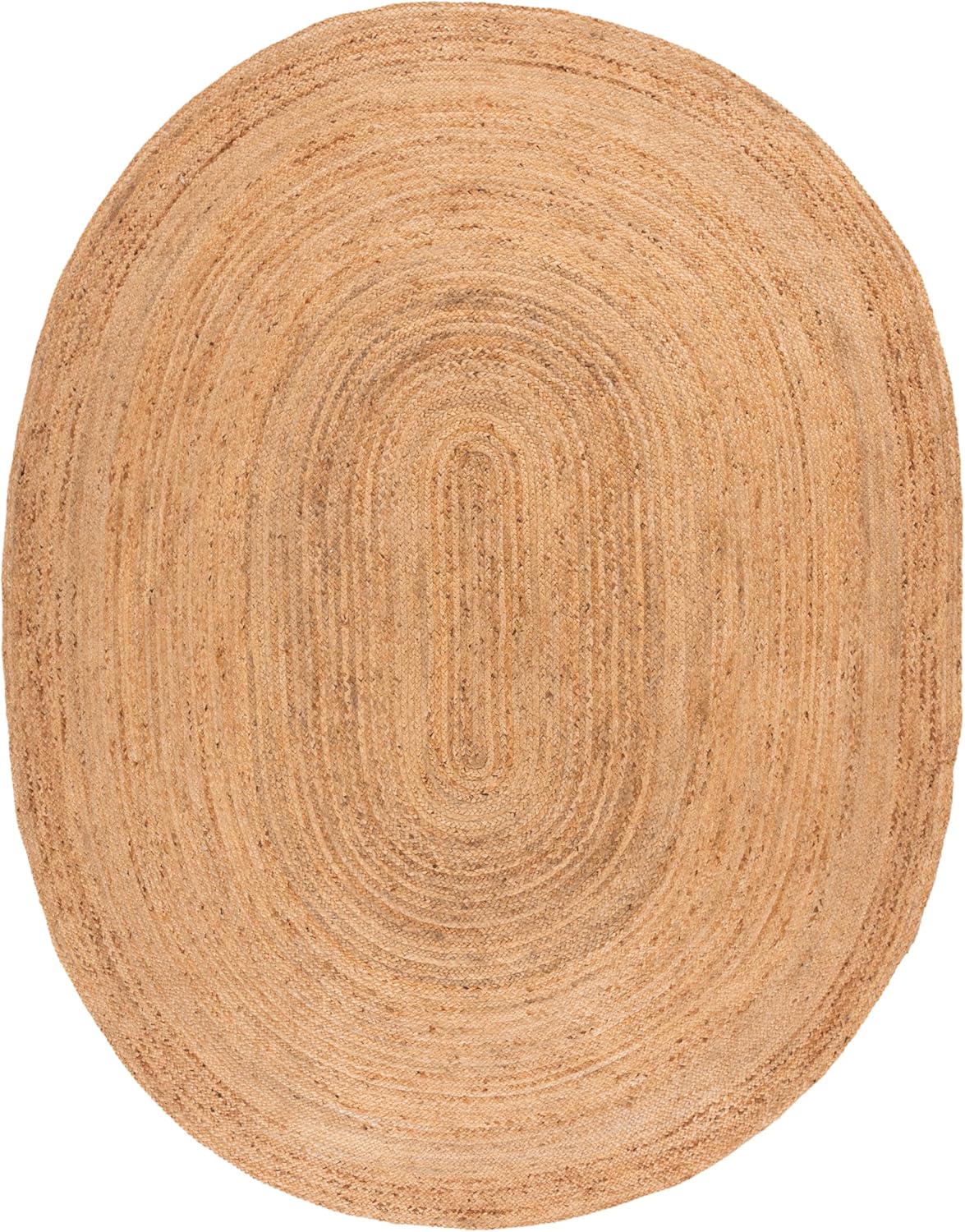 SAFAVIEH Area Rug 8x10 Oval - Cape Cod Collection - Large - Natural Brown, Handmade Braided Flat Weave Jute (CAP252A)