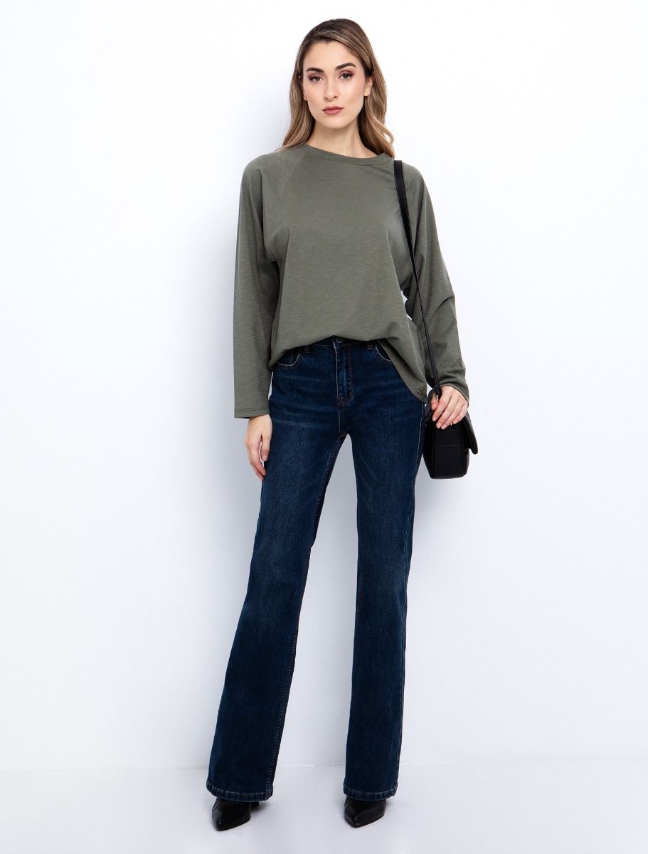 Βαμβακερή μπλούζα σε ριχτή γραμμή