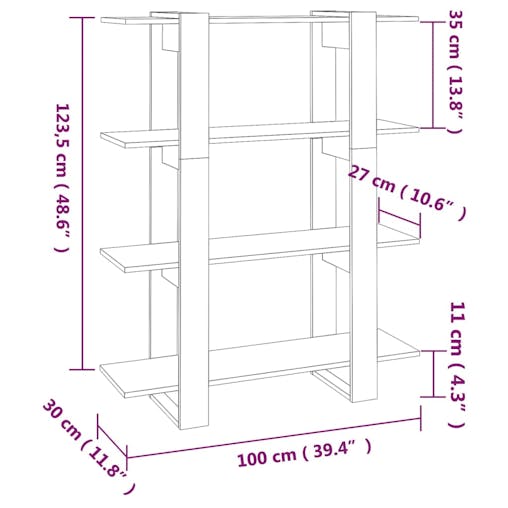 NNEVL Book Cabinet/Room Divider Smoked Oak 100x30x123.5 cm