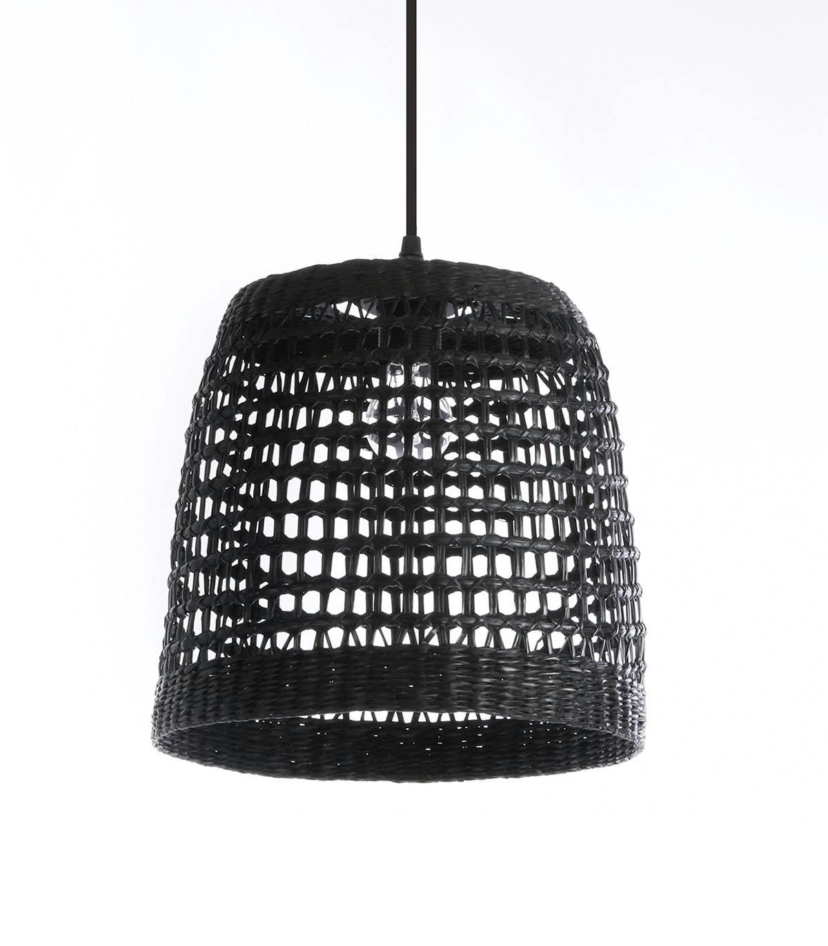 LIMA - Suspension en rotin noir d. 30 cm