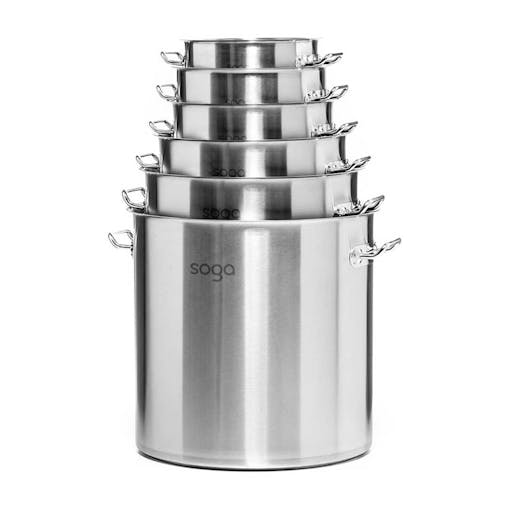 SOGA Stock Pot 21L 50L Top Grade Thick Stainless Steel Stockpot 18/10