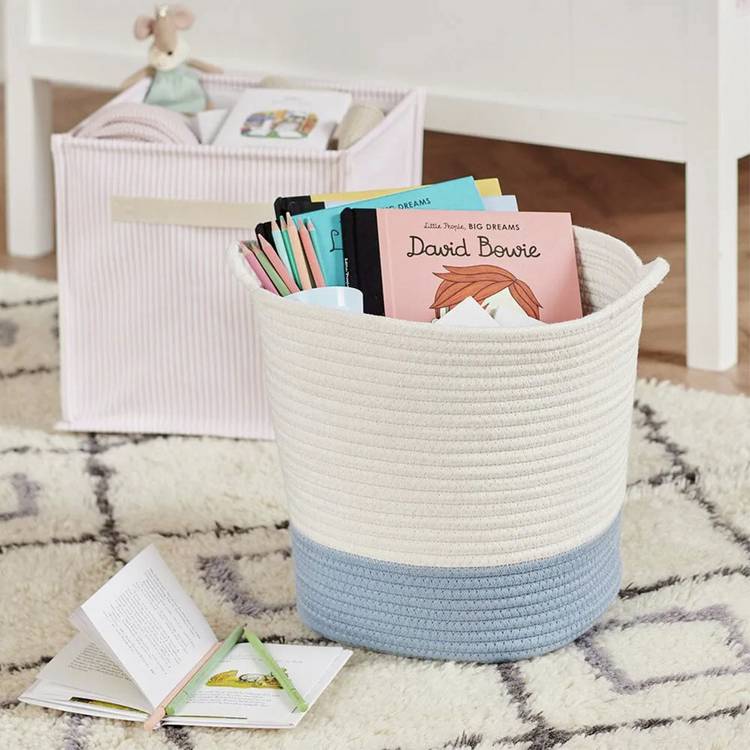 Great Little Trading Company Rope Storage Basket - Blue