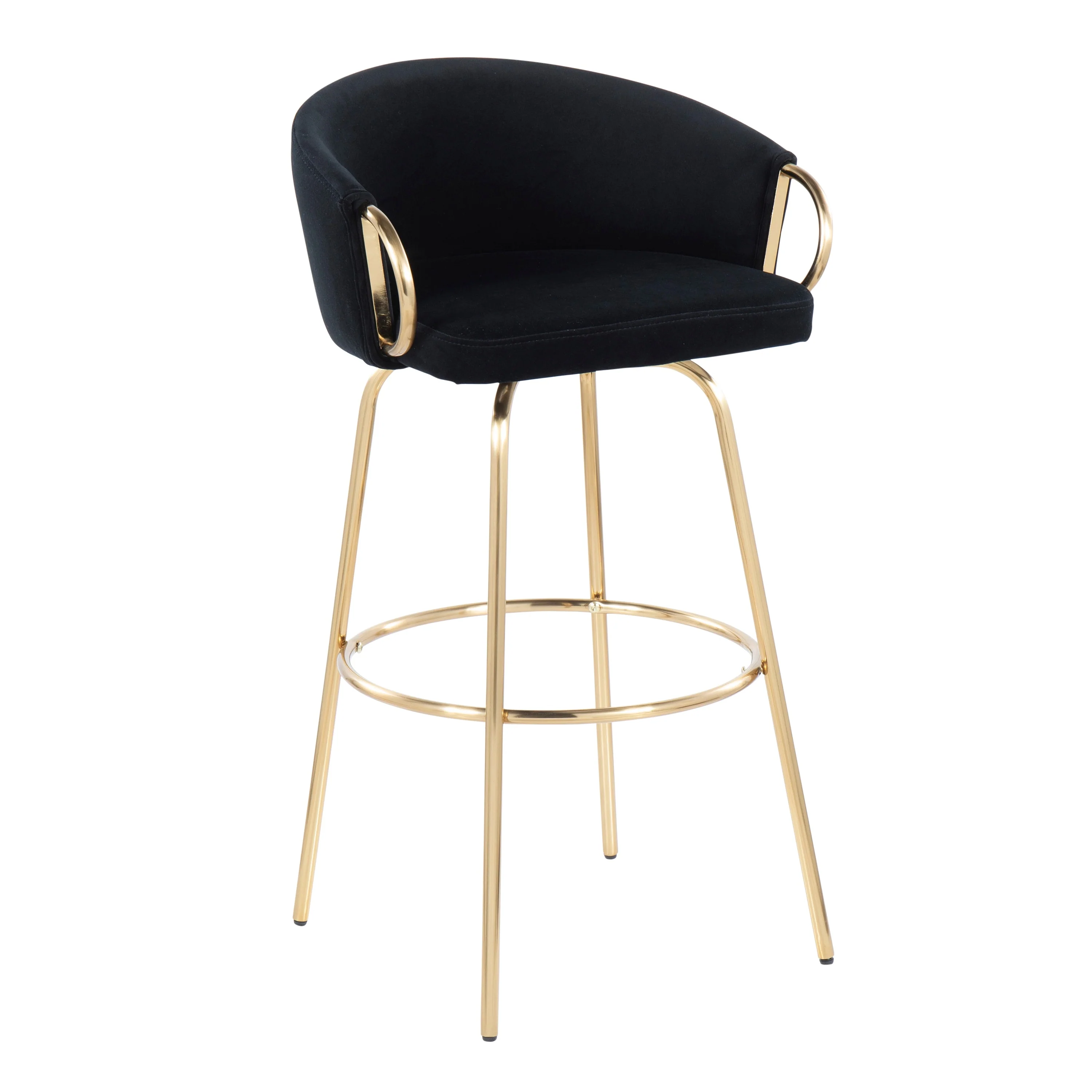 Lumisource Claire 30 Fixed-Height Bar Stool Gold Metal - Set of 2 - 19.5Lx21Wx38.25H