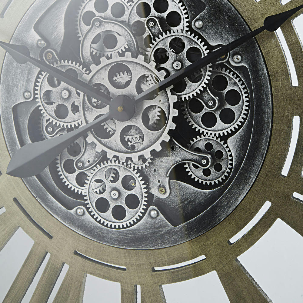 BEAUVOIR - Horloge murale à rouages gris anthracite D90