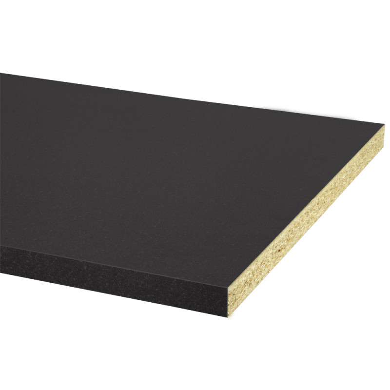 Plan de travail en bois aggloméré granit foncé 304 x 64 x 3,8 cm CANDO