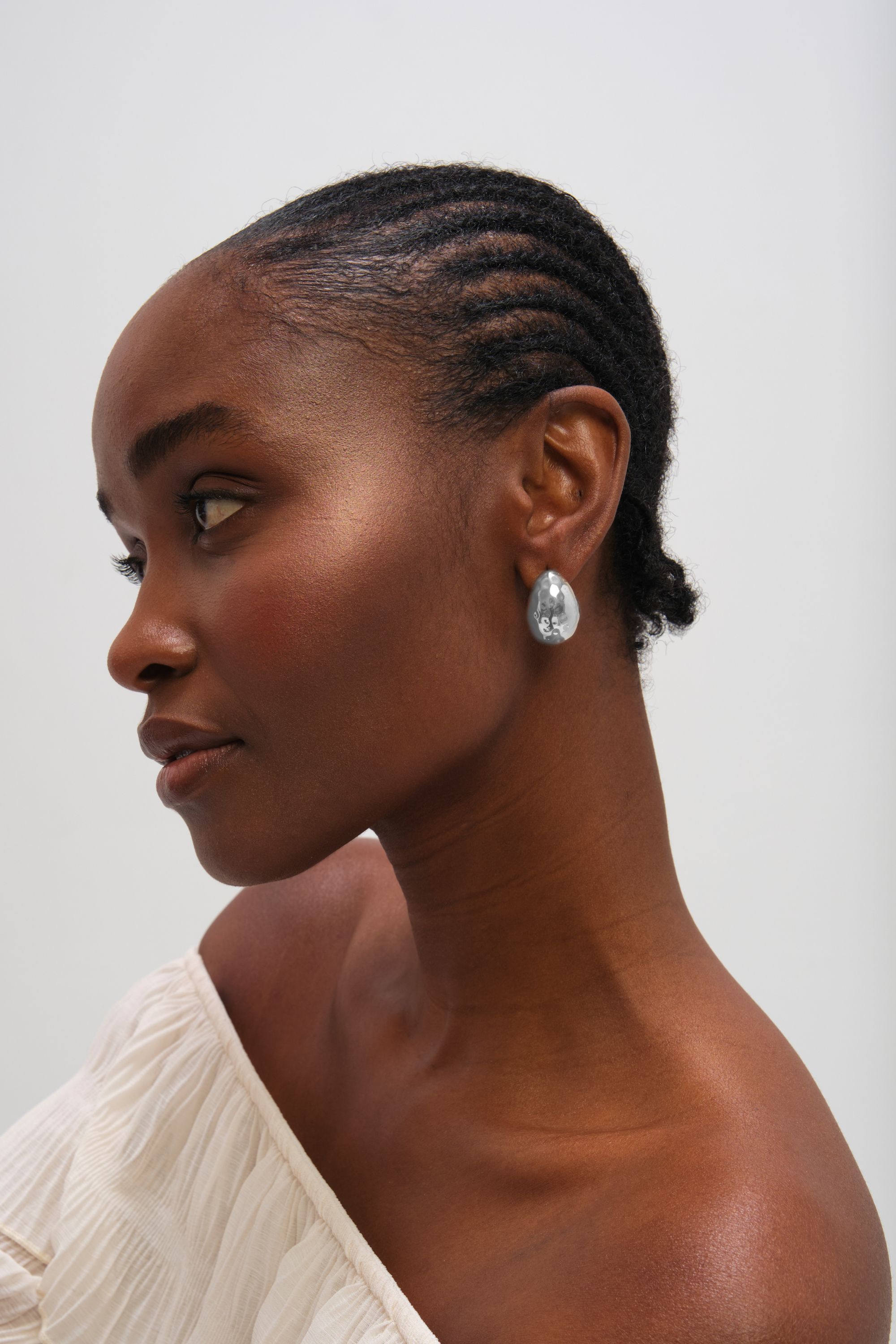 Mood silver Plated Textured Dome Hoops
