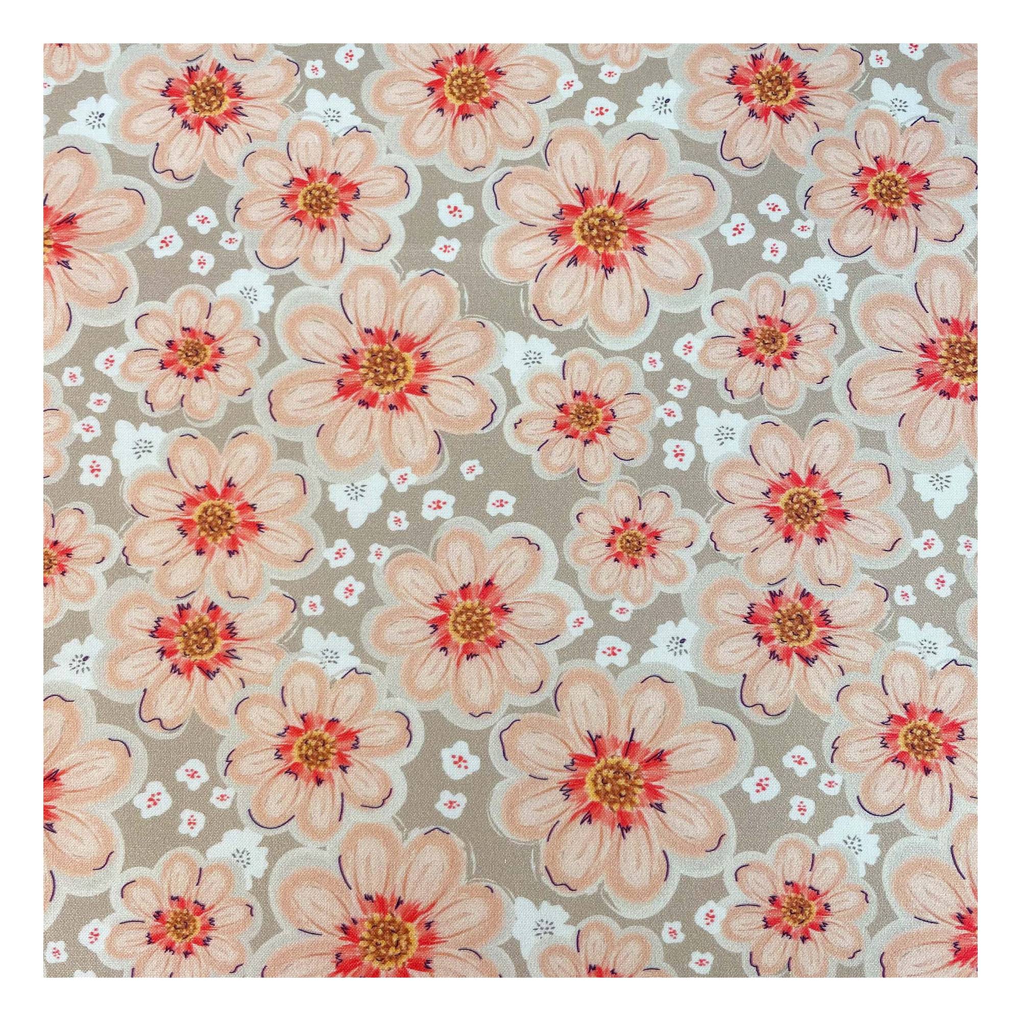 WI Peach Dahlia Cotton Fabric by the Metre