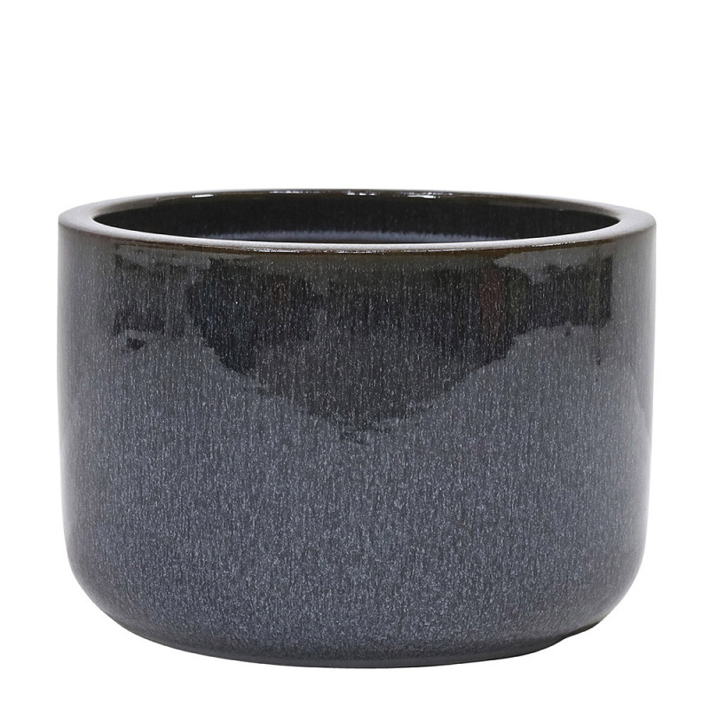 Pot en terre cuite Glazed noir fumé Ø 30,5 x 20 cm