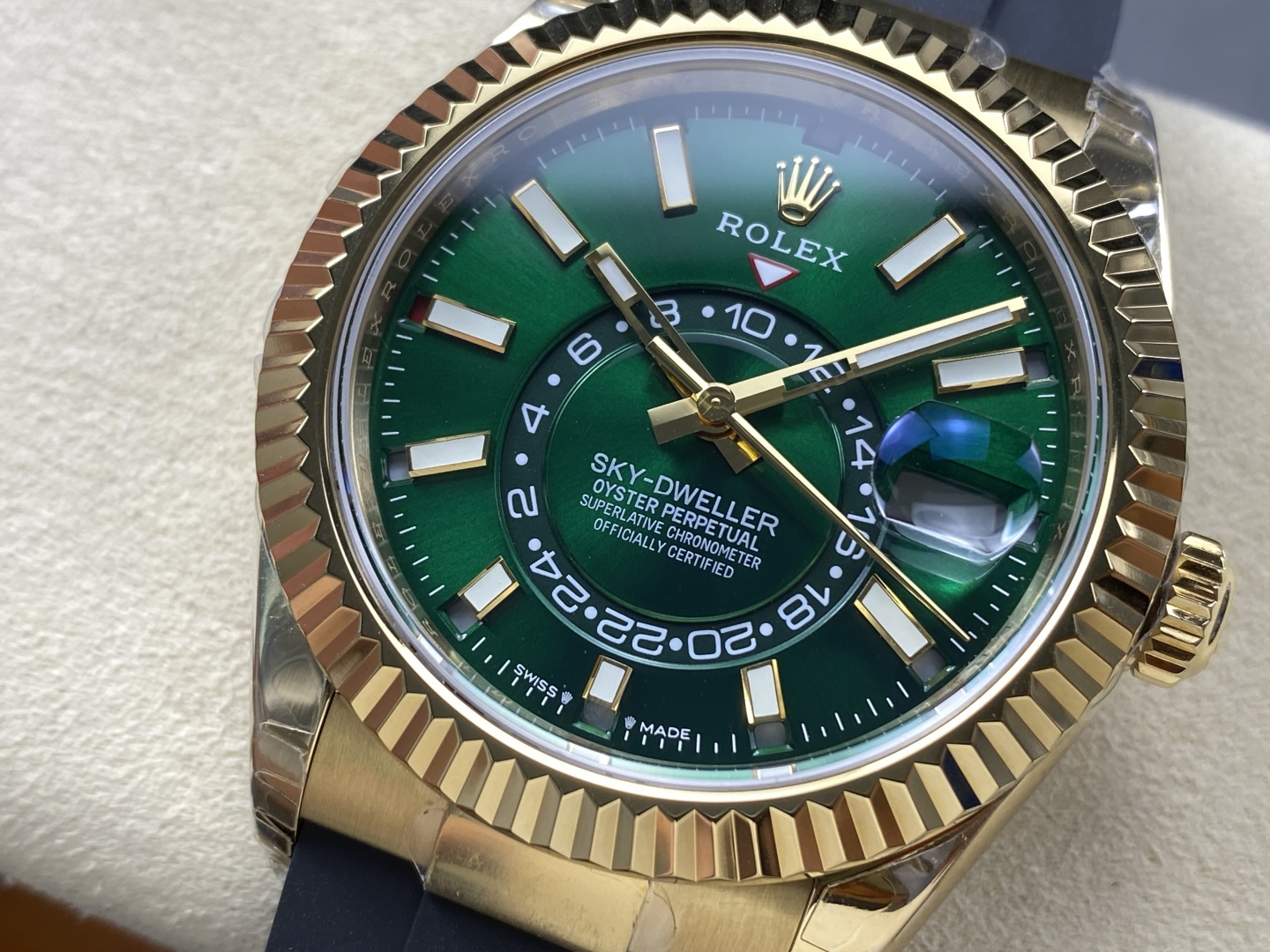 Rolex Sky-Dweller YG Plated Green Dial 42mm Oysterflex Super Clone