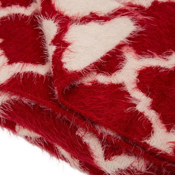Glitzhome 60"L 50"W Reversible Knitted Nylon Eyelash Yarn Throw Blanket 1250g