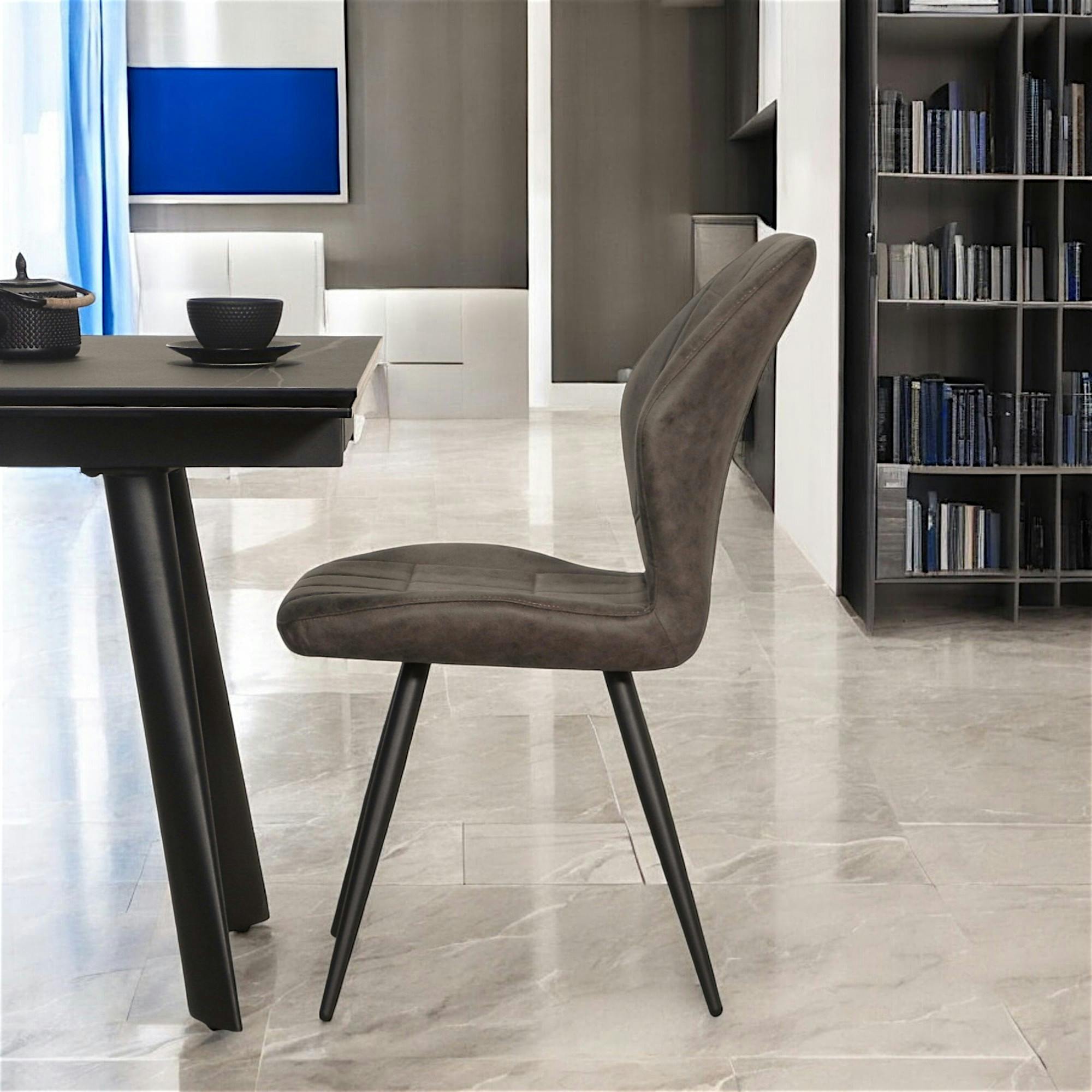 Chaise taupe motif damier, (lot de 2) LOMBARDIE