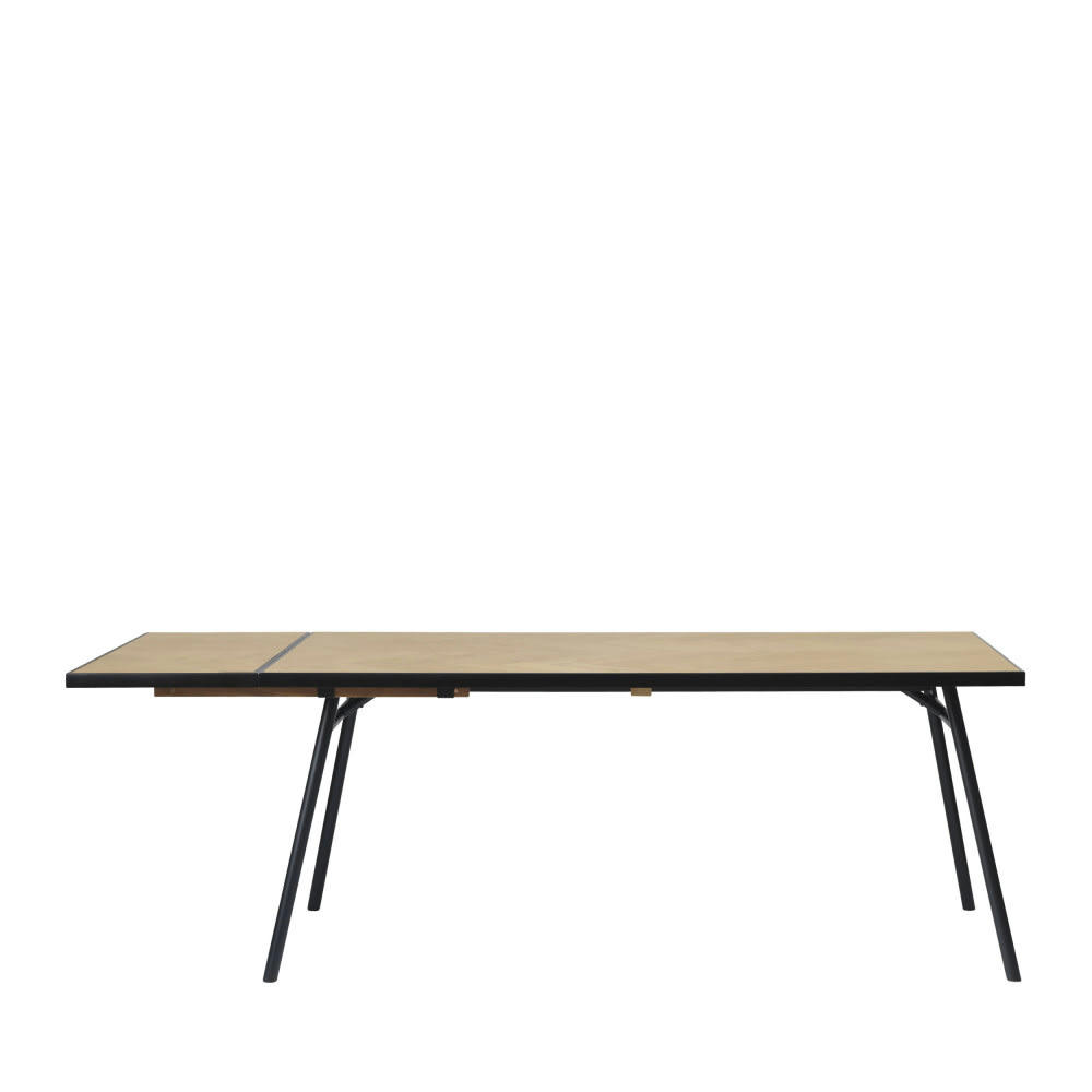 TRUDI - Table à manger en bois et métal 180x90cm bois clair