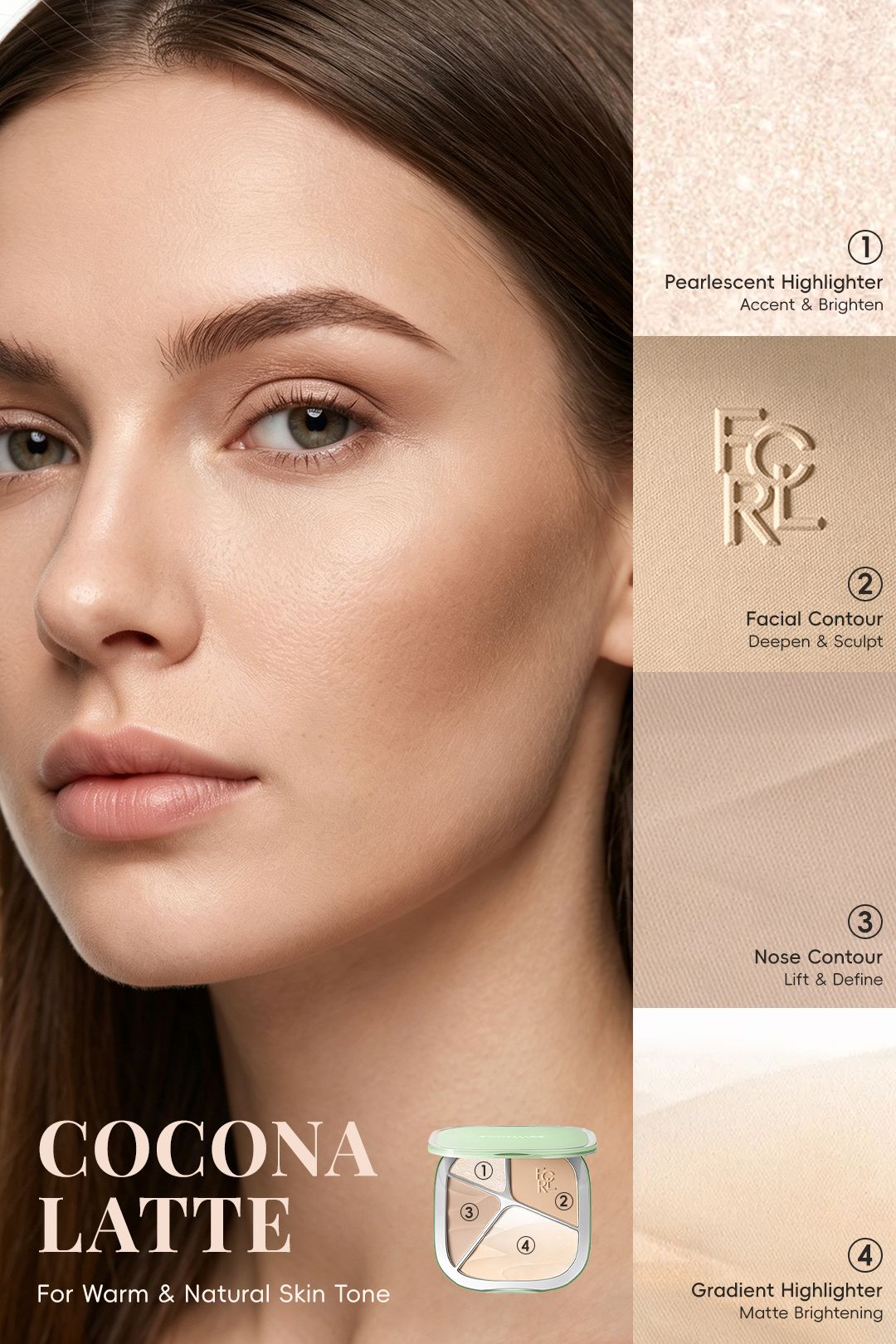 SHEONLY Four Colors Contour & Highlighter Palette