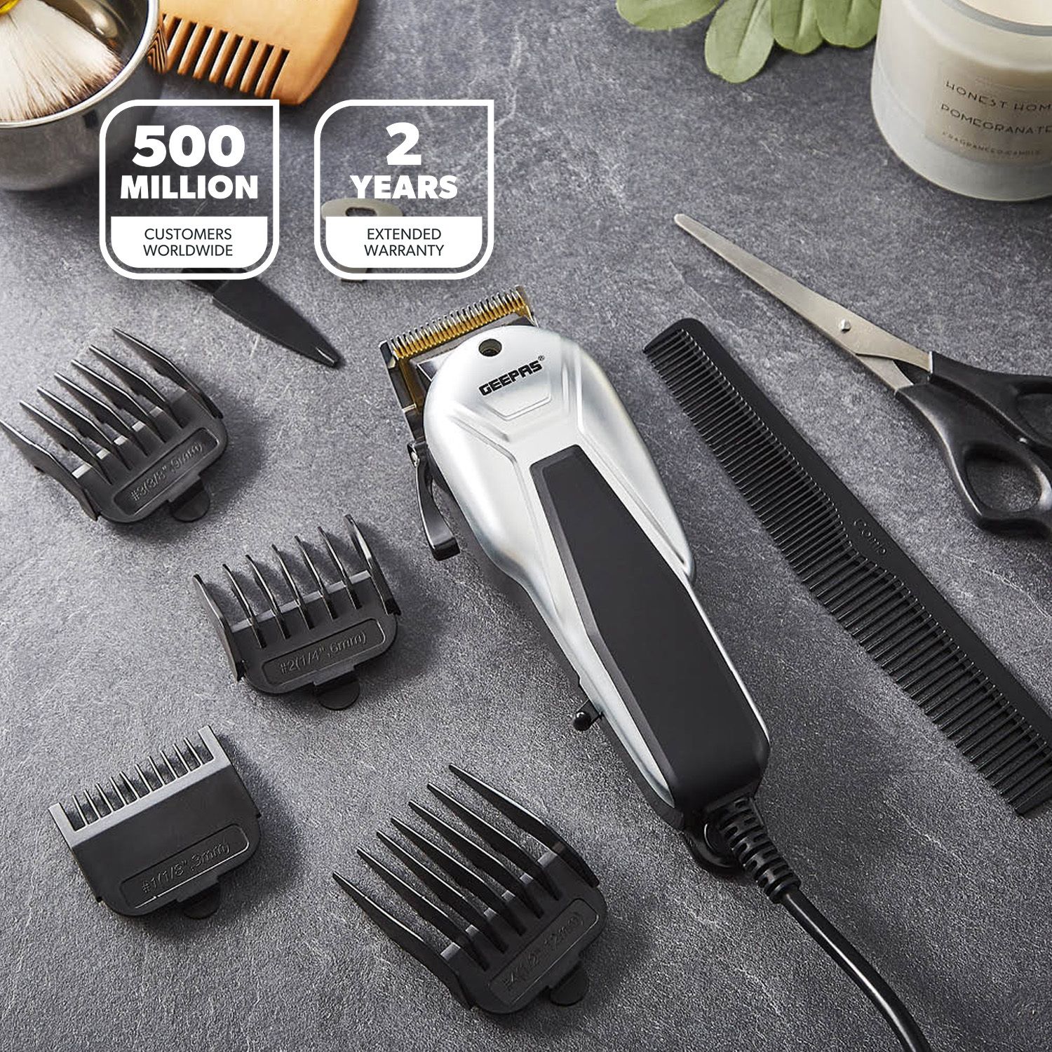 Geepas Professional Electric Hair Clipper Barber Trimmer Titanium Carbon Steel
