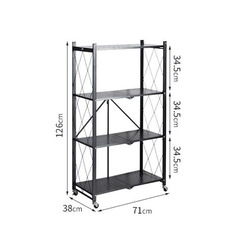 SOGA 2X 4 Tier Steel Foldable Kitchen Cart Multi-Functional Shelves with Wheels