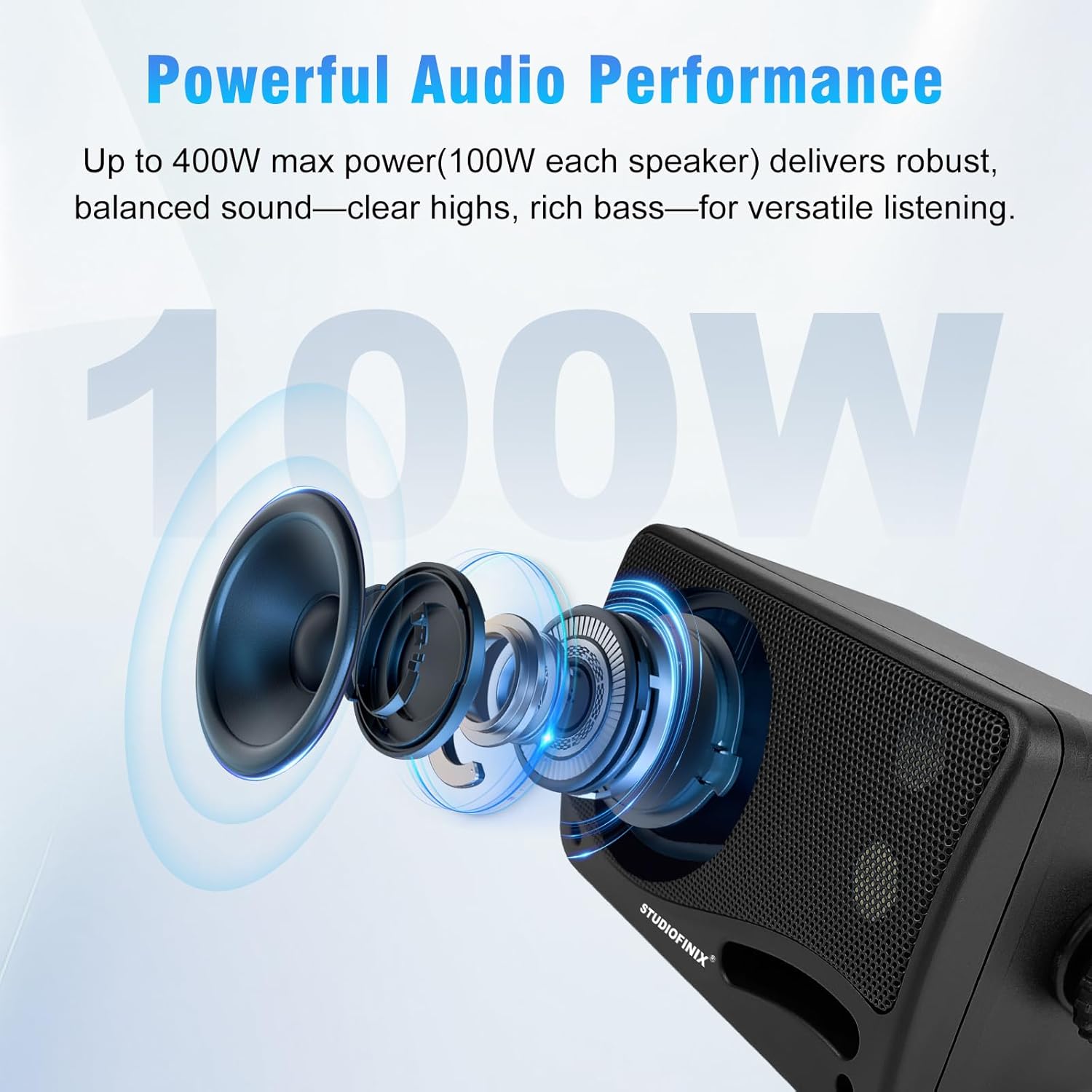 STUDIOFINIX 3.5 Outdoor Bluetooth Speakers Wired Waterproof, 400W 3 Way Upgrade Premium Wall Mount Speakers, Durable Mountable Loud Sound System for Patio Indoor Deck Garage (Black 2 Pairs)