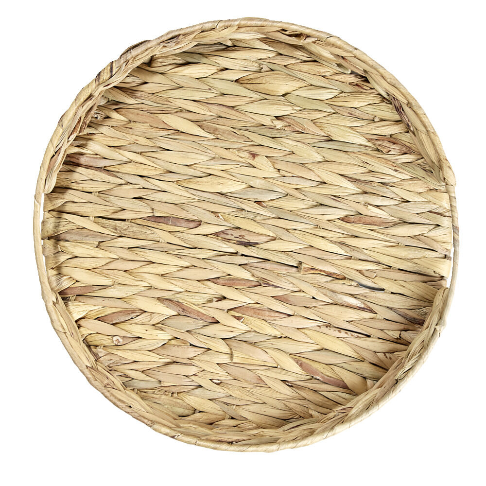 Plateau rond naturel en jacinthe tressée Ø35xH5cm