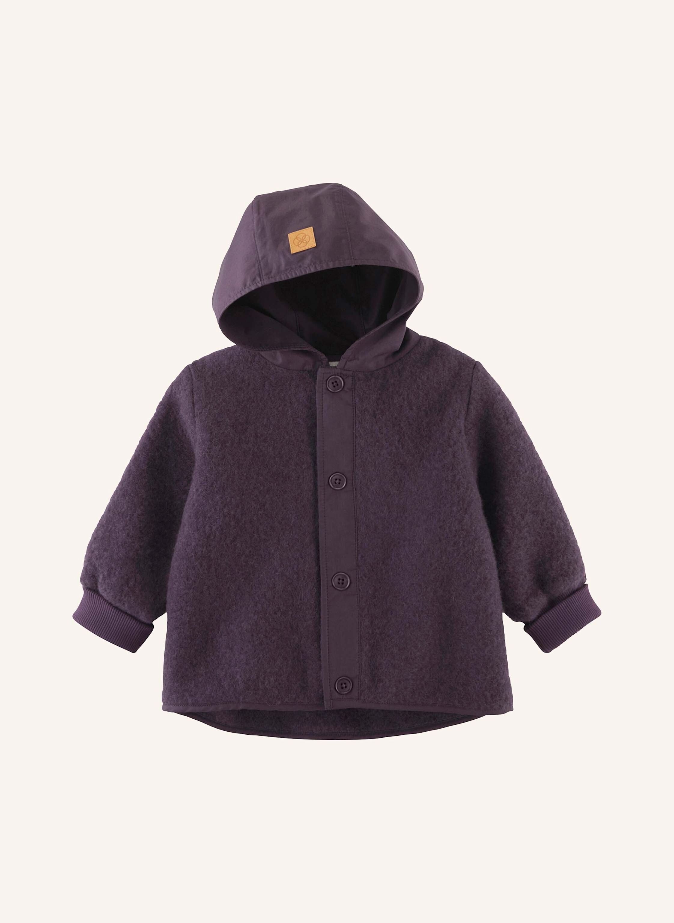 hessnatur hessnatur Wollfleece-Jacke mit Patch aus Bio-Merinowolle