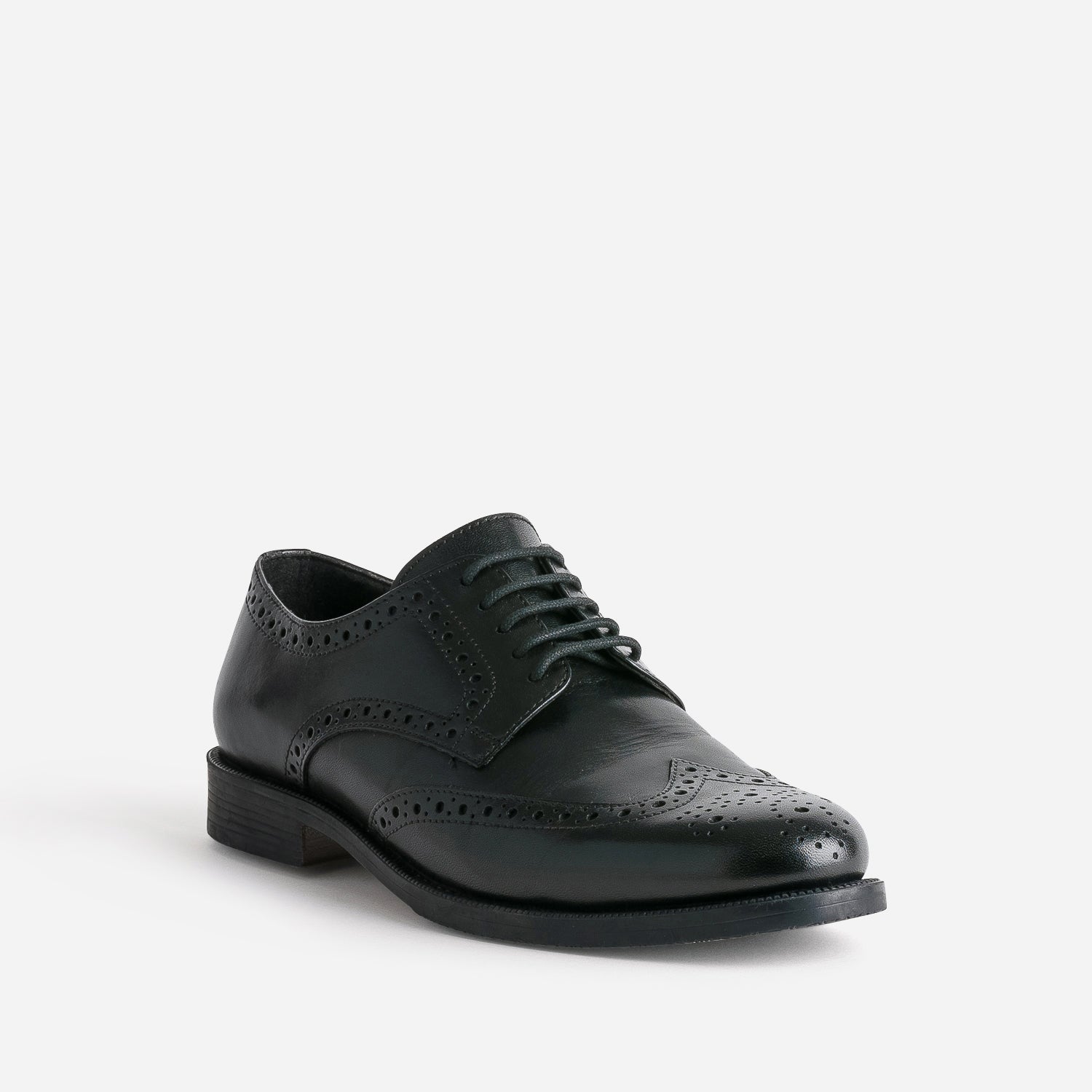 Derby noir en cuir détails perforations