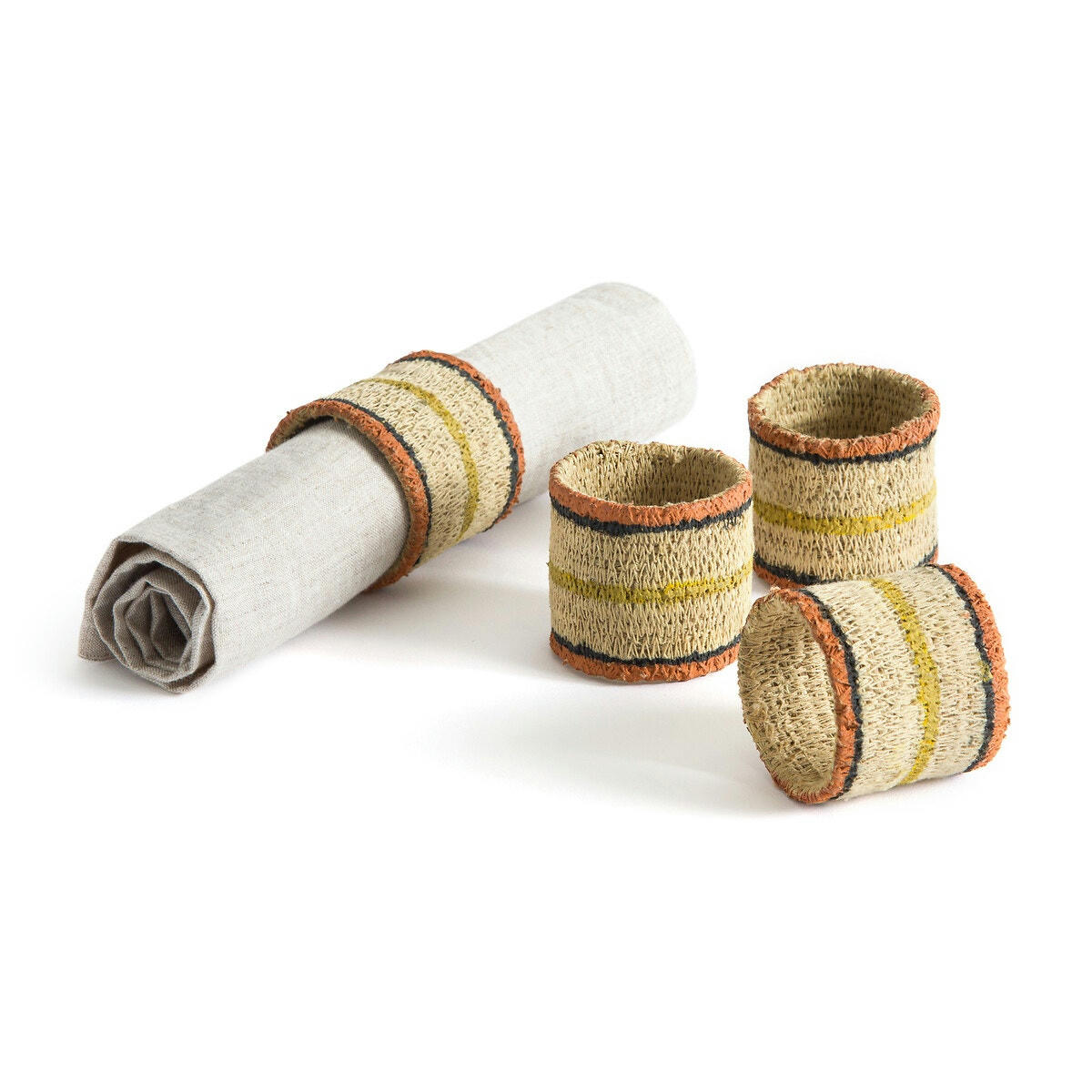Lot de 4 ronds de serviette en herbier, Jutor