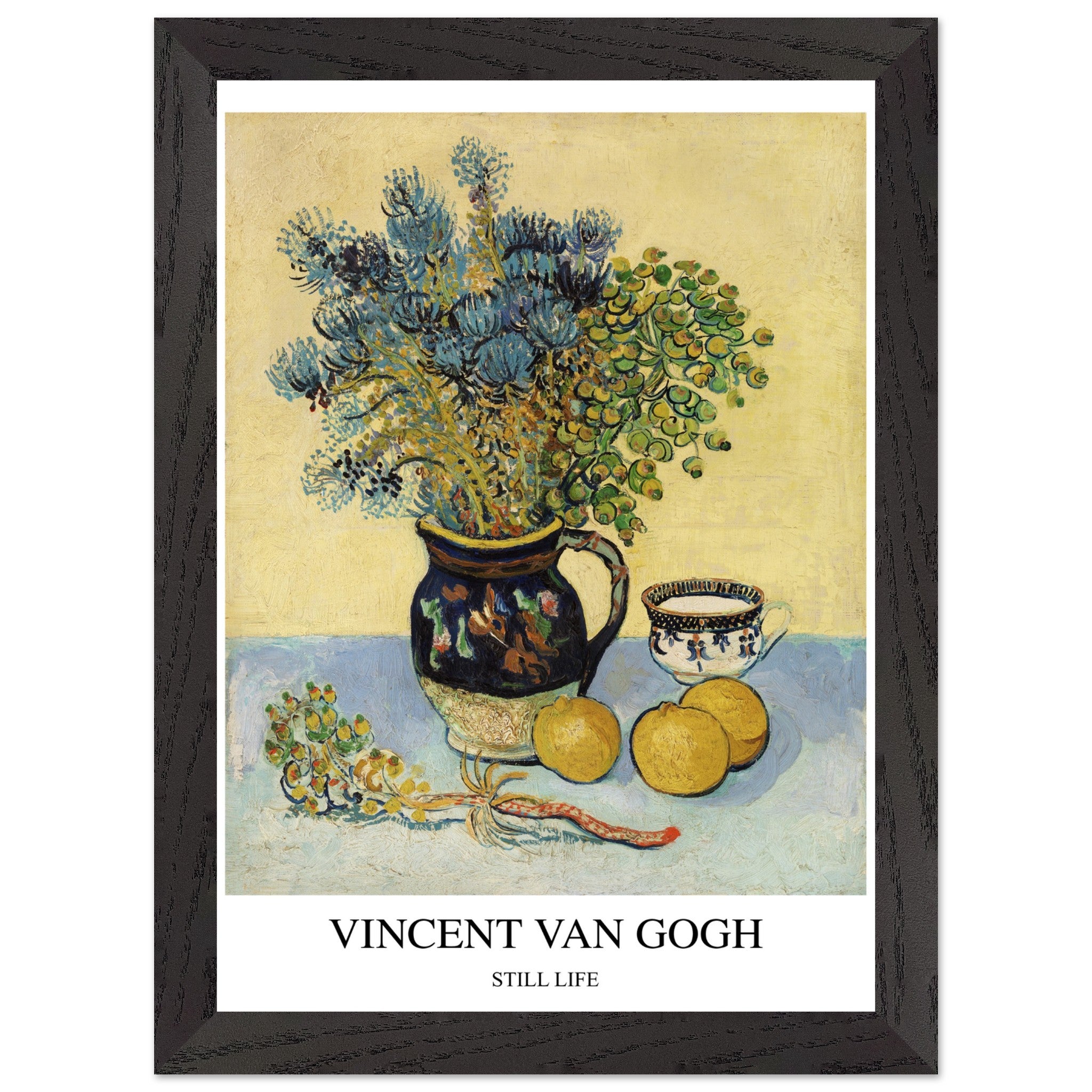 Artfulprints Poster met Lijst Vincent van Gogh - Still life  - A4 21x29.7 cm - Geel