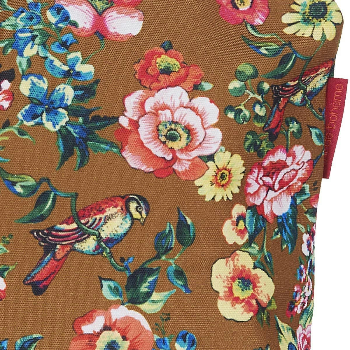 HAÏKU - Pochette en toile outdoor imprimé fleuri bronze 19x28cm