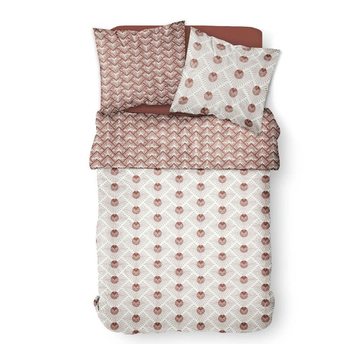 SUNSHINE - Parure de lit 2 personnes imprimé en Coton Blanc 240x260 cm