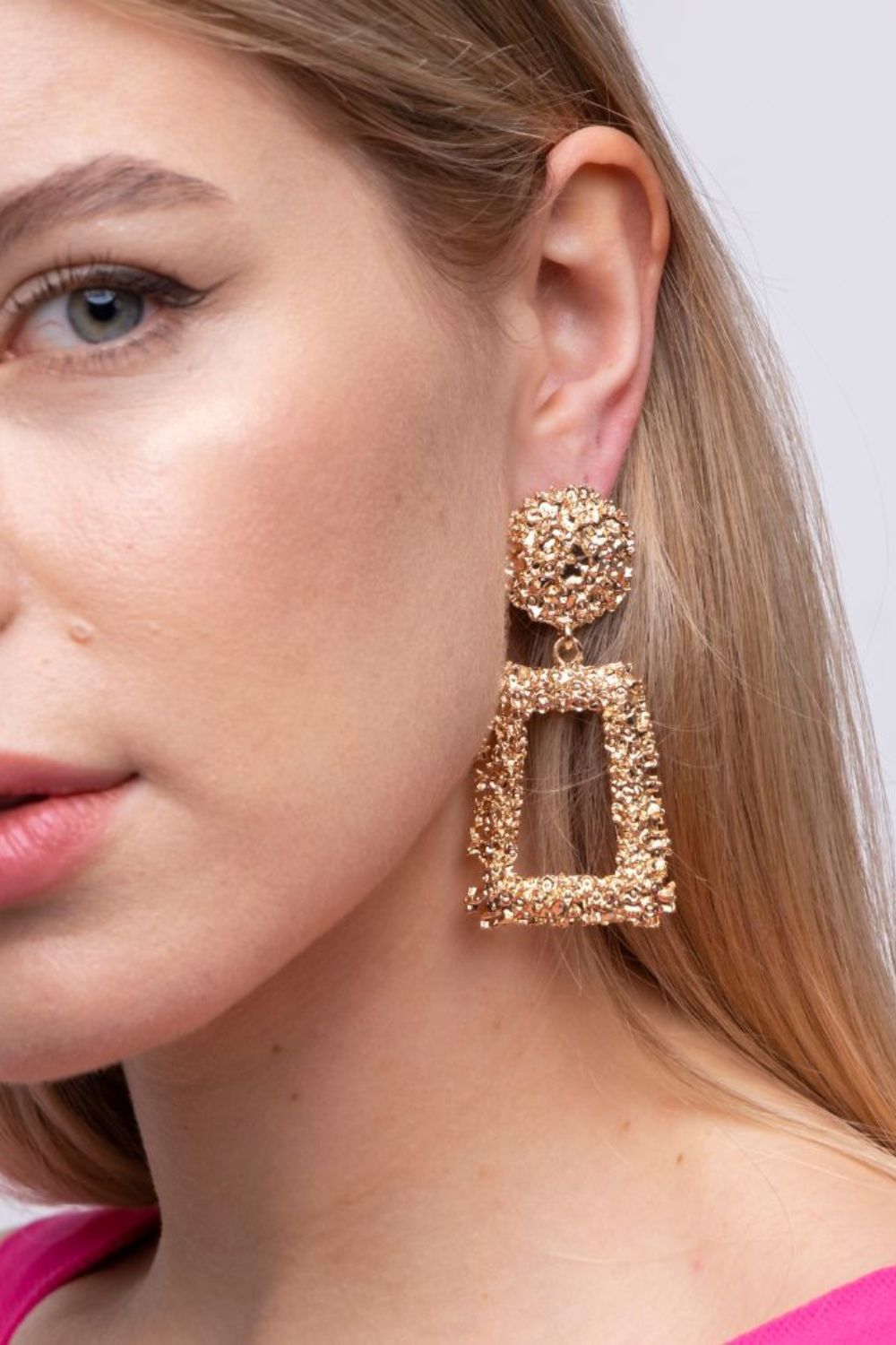 The Colourful Aura Hollow Geometric Foil Square Long Drop Earrings