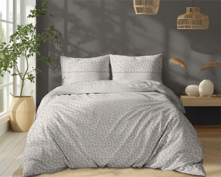 Pościel 220x200 Beżowa w kwiatki – romantyczny wzór - 5336 B - Soft Meadow