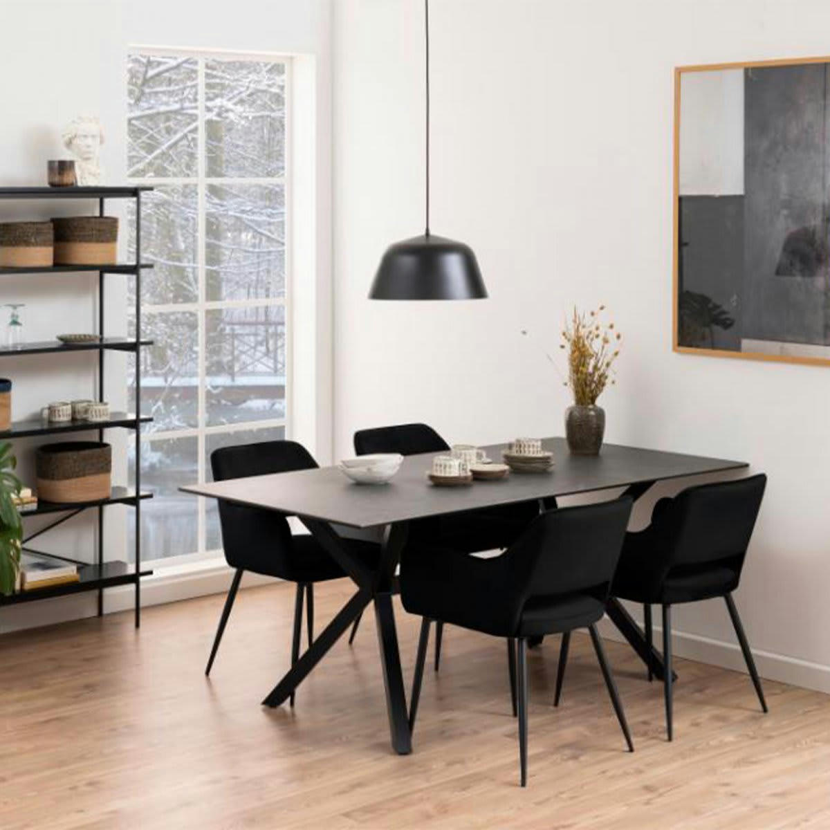 RANJO - Lot de 2 chaises modernes avec accoudoirs en velours noir