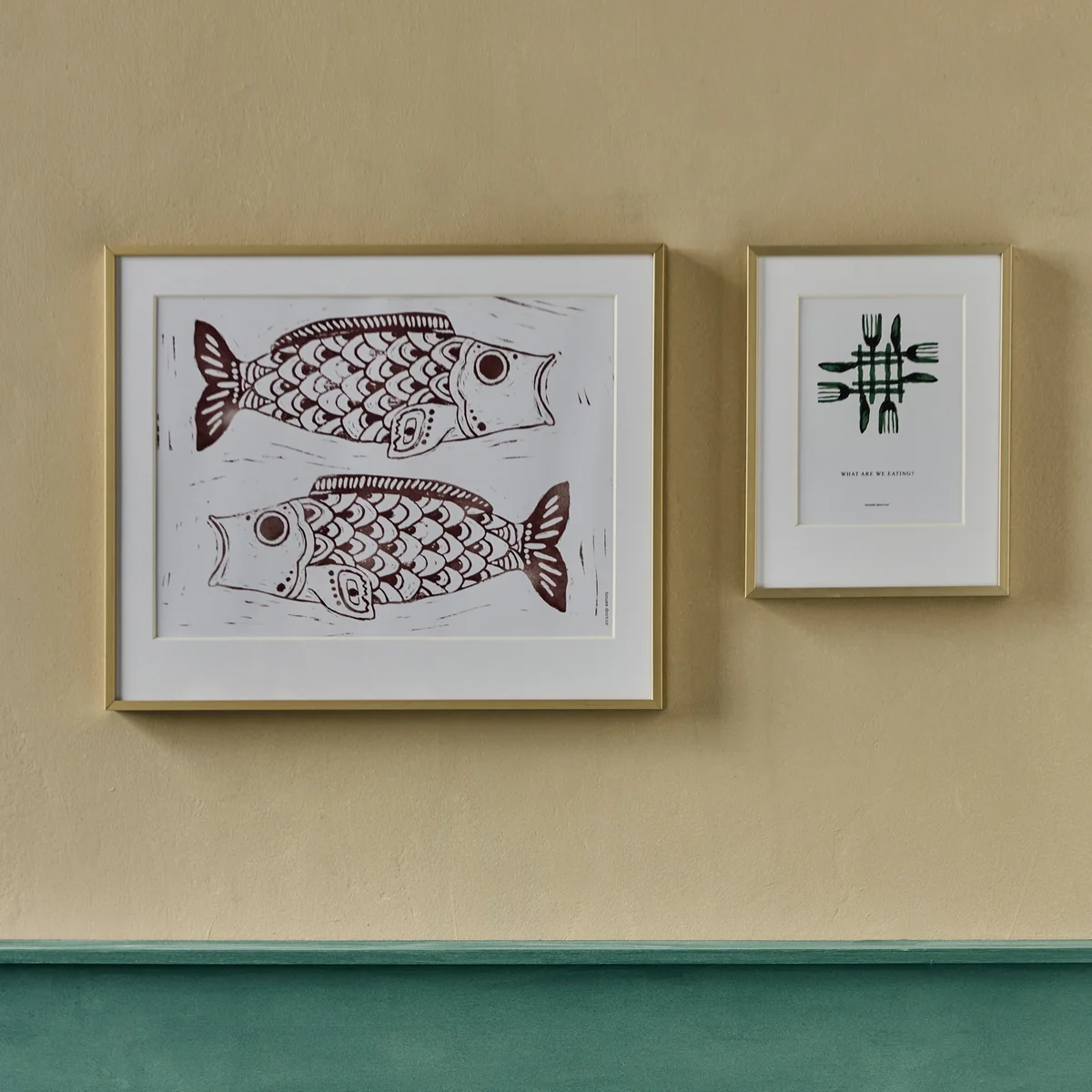 House Doctor - Fish Wandbild, 50 x 40 cm, bordeaux