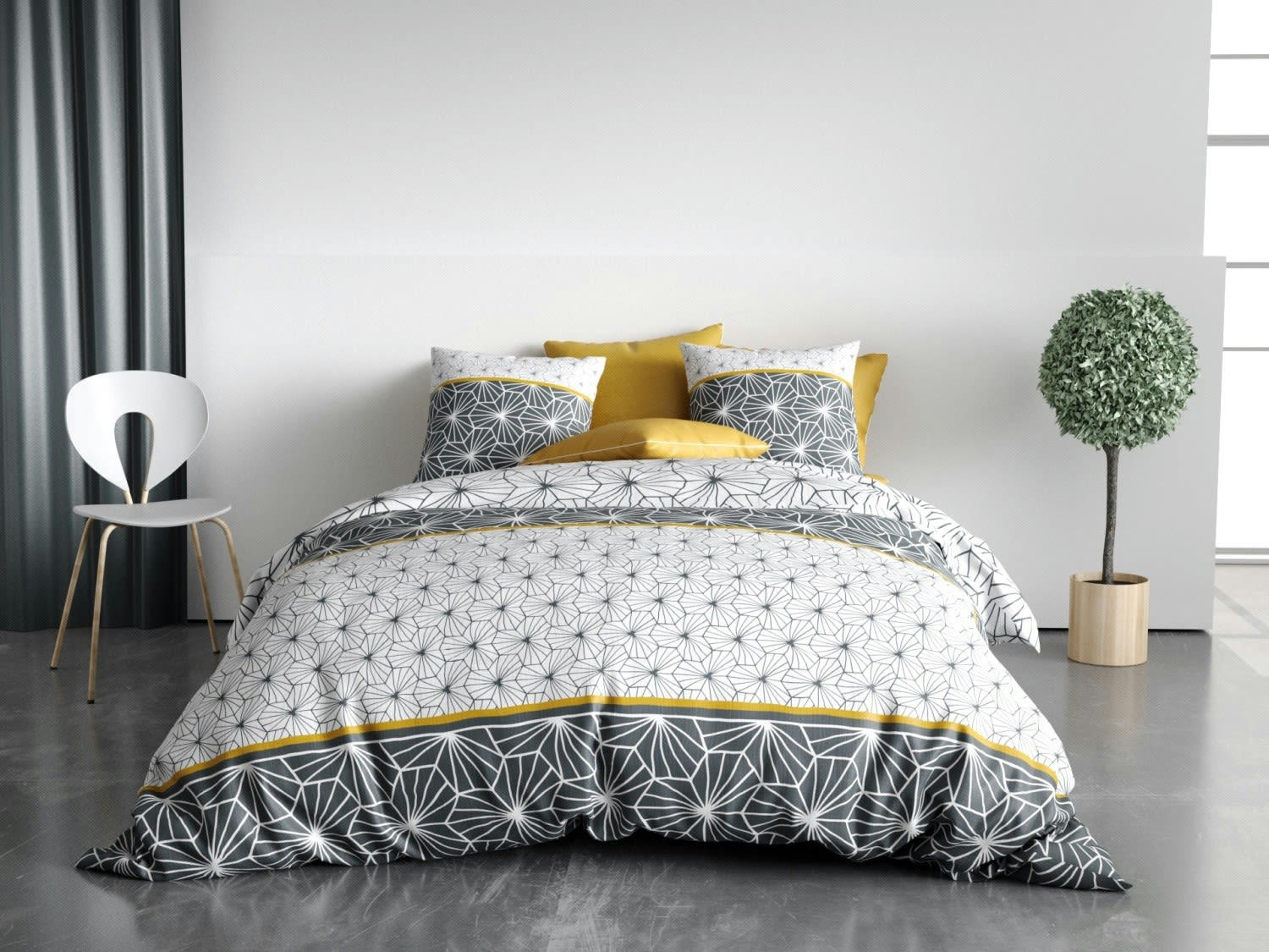 MIJO - Parure housse de couette coton design 240x260 cm