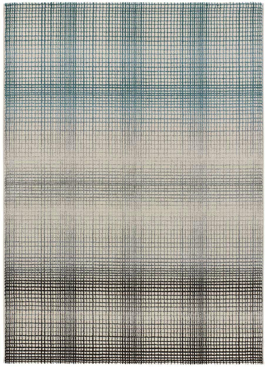 EDEL - Tapis géométrique gris et bleu, 080X150 cm