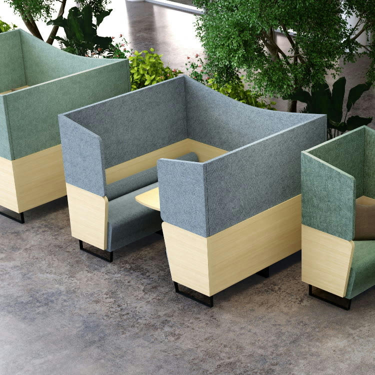 BOX AMITY - Banquette acoustique 4 places haute bicolore bleu
